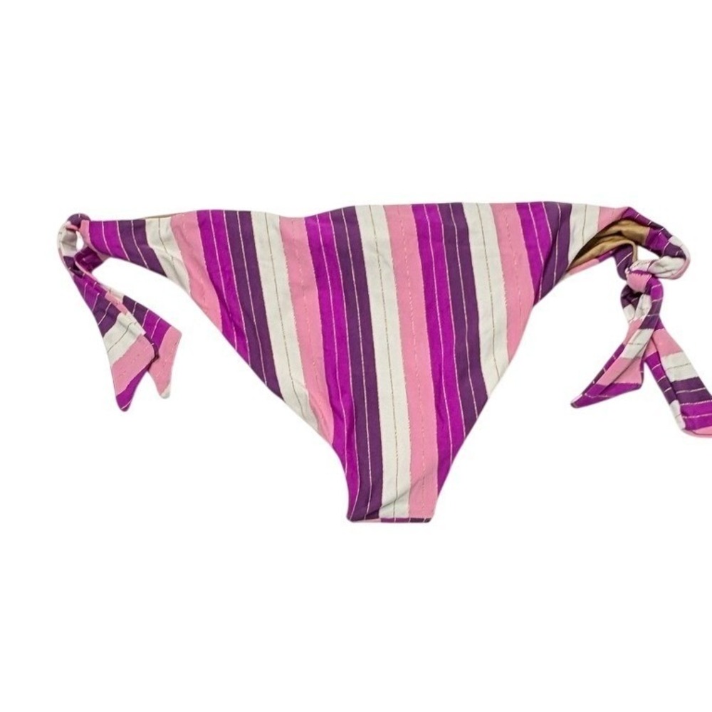 Agua Bendita Mila Palette Wisteria Stripe Bikini Swim Bottom LARGE Purple - Picture 3 of 7